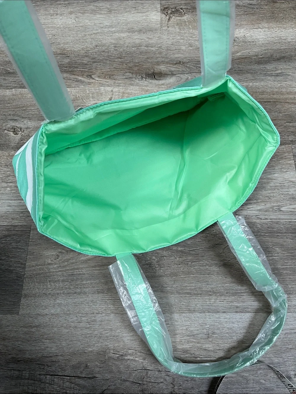 Clinique x Drawbertson Green and White Striped Tote with Matching Pouch NWT